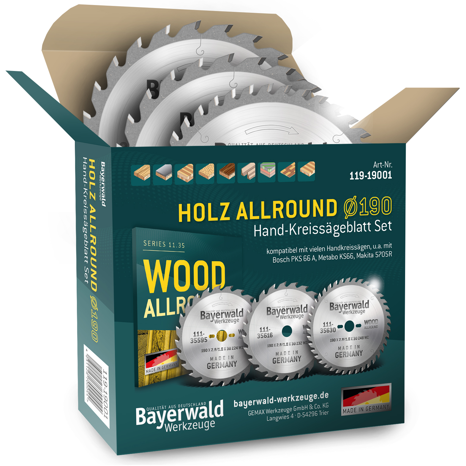 HOLZ ALLROUND Ø190 Hand-Kreissägeblatt Set HOLZ ALLROUND Ø190 Hand-Kreissägeblatt Set