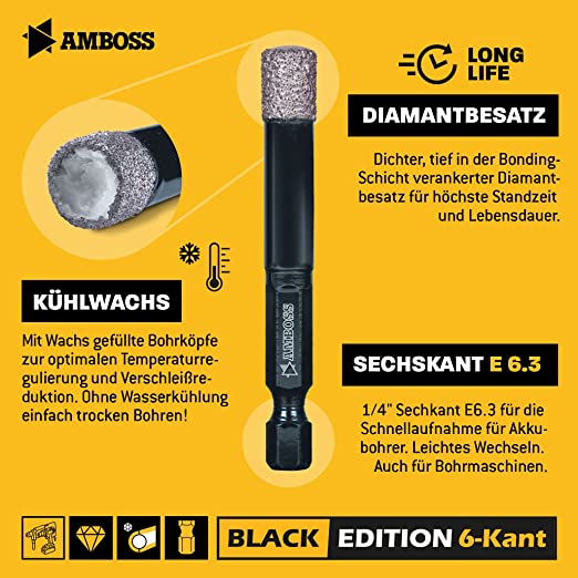 Amboss Black Edition Diamant Bohrer 8 mm Amboss Black Edition Diamant Bohrer 8 mm