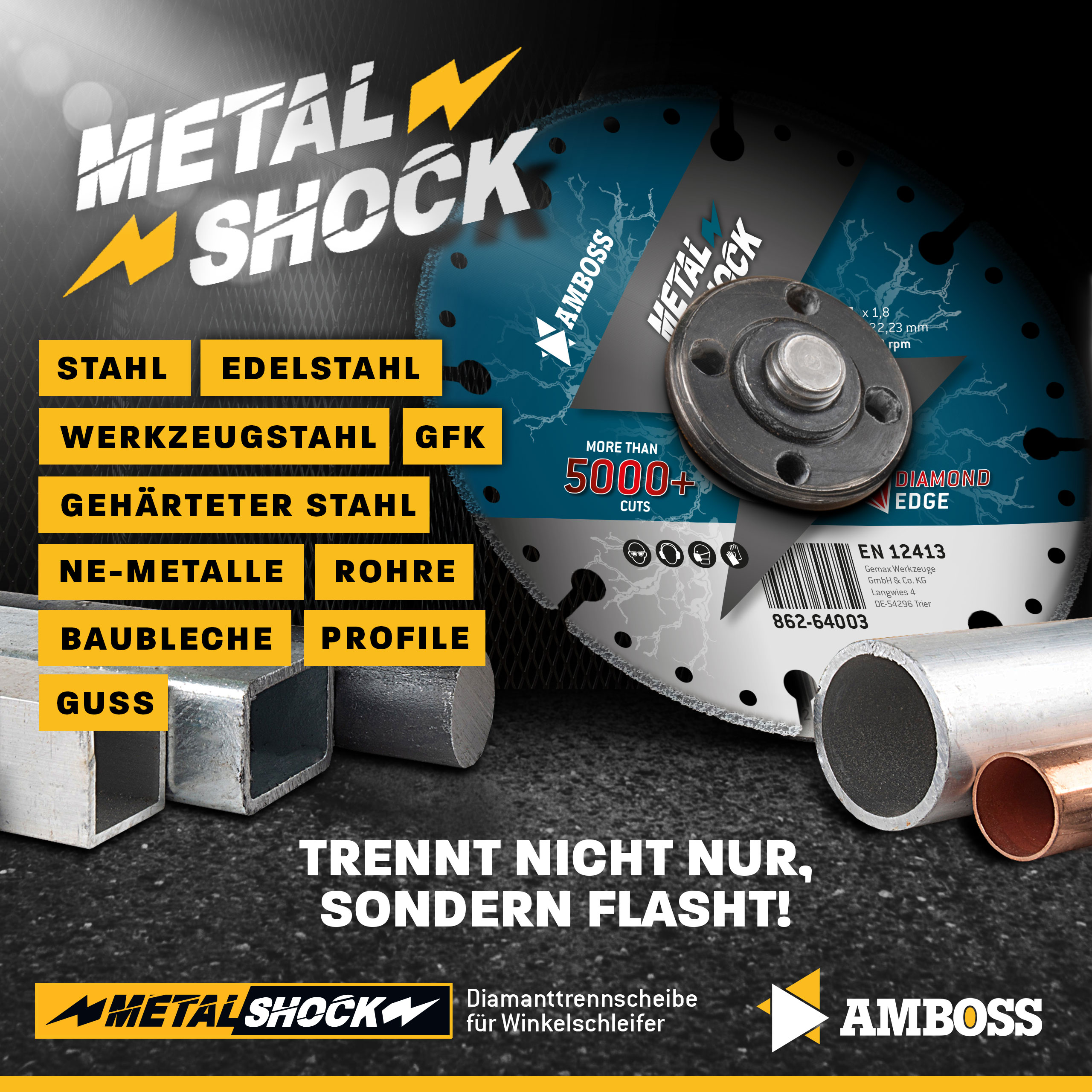 Amboss Metal Shock 5000+ - Diamant Trennscheibe 115 x 1,8 x 22,23 mm Amboss Metal Shock 5000+ - Diamant Trennscheibe 115 x 1,8 x 22,23 mm