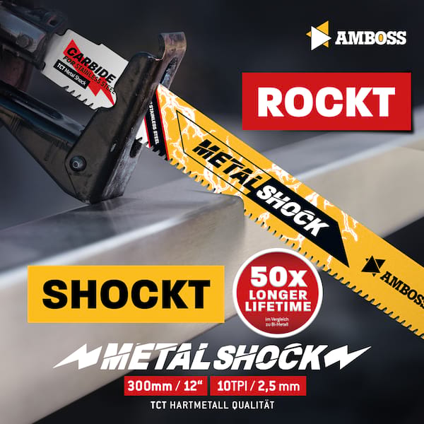 3x Amboss Metal Shock Säbelsägeblatt Länge 300 mm 10 ZpZ