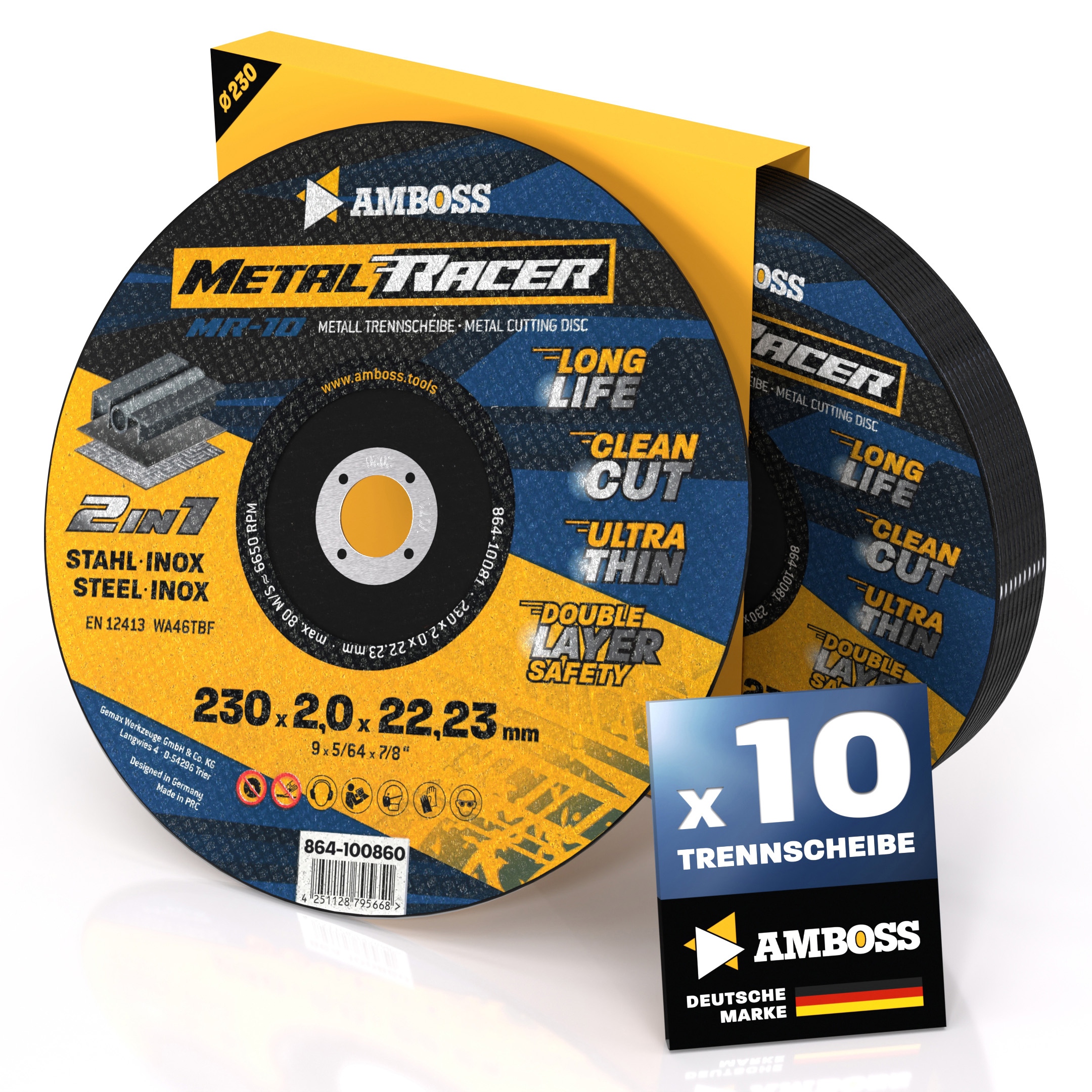 10x Amboss Metal Racer Trennscheibe | Ø230 mm - 2 mm -  22.23 mm | 10x Amboss Metal Racer Trennscheibe | Ø230 mm - 2 mm -  22.23 mm |
