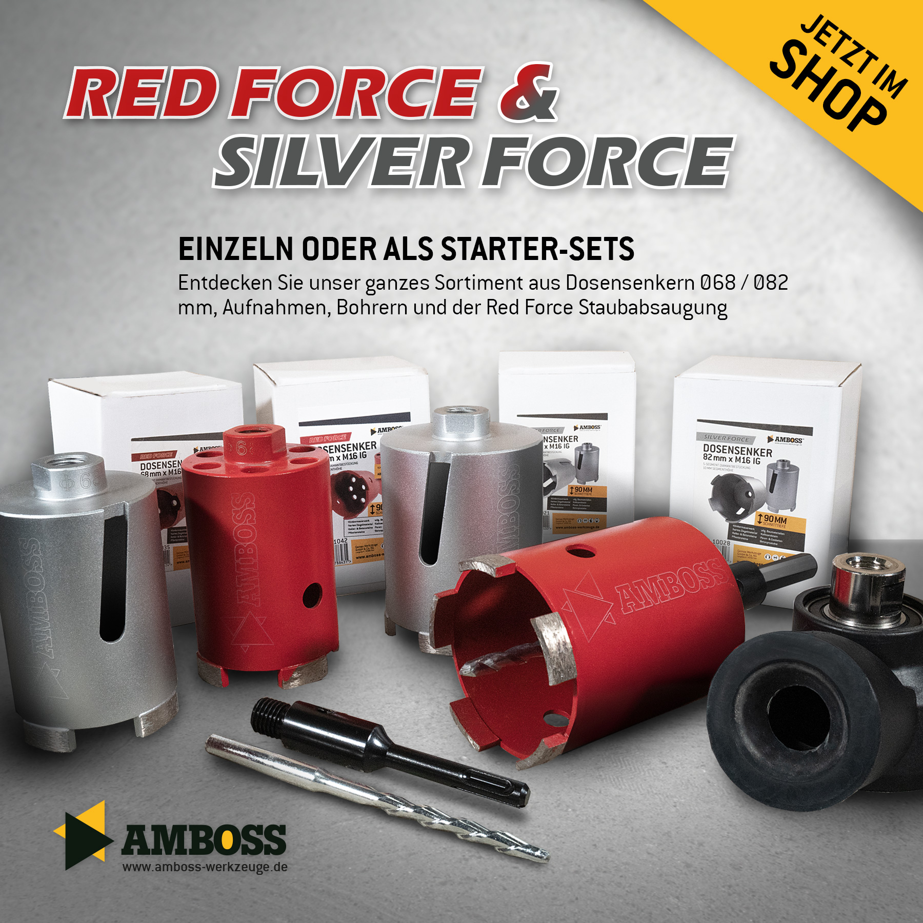 Dosensenker Red Force - 68 mm - 6-kant Set mit Absaugung Dosensenker Red Force - 68 mm - 6-kant Set mit Absaugung