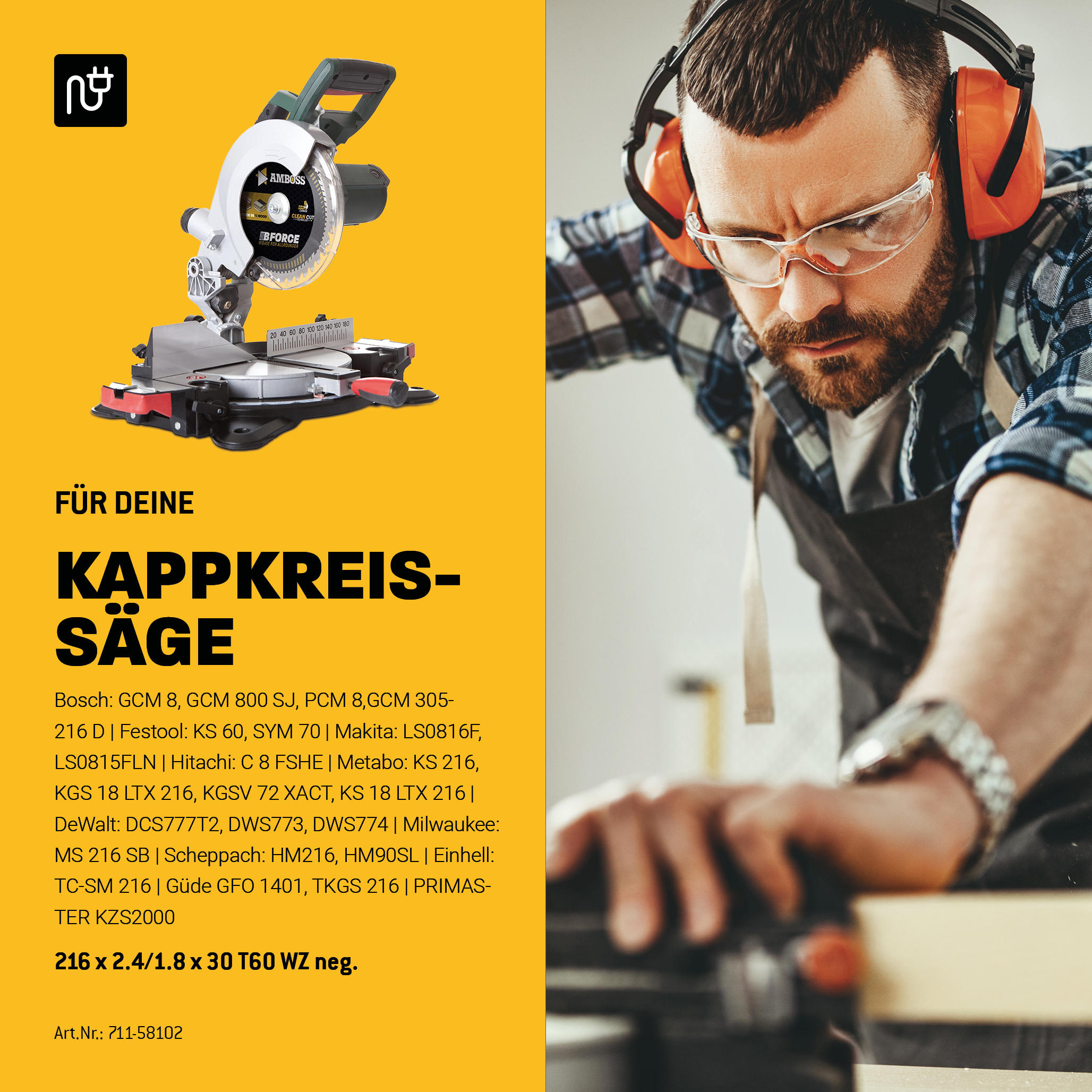 HM Kreissägeblatt - 216 x 2.4/1.8 x 30 Z60 WZ neg. HM Kreissägeblatt - 216 x 2.4/1.8 x 30 Z60 WZ neg.