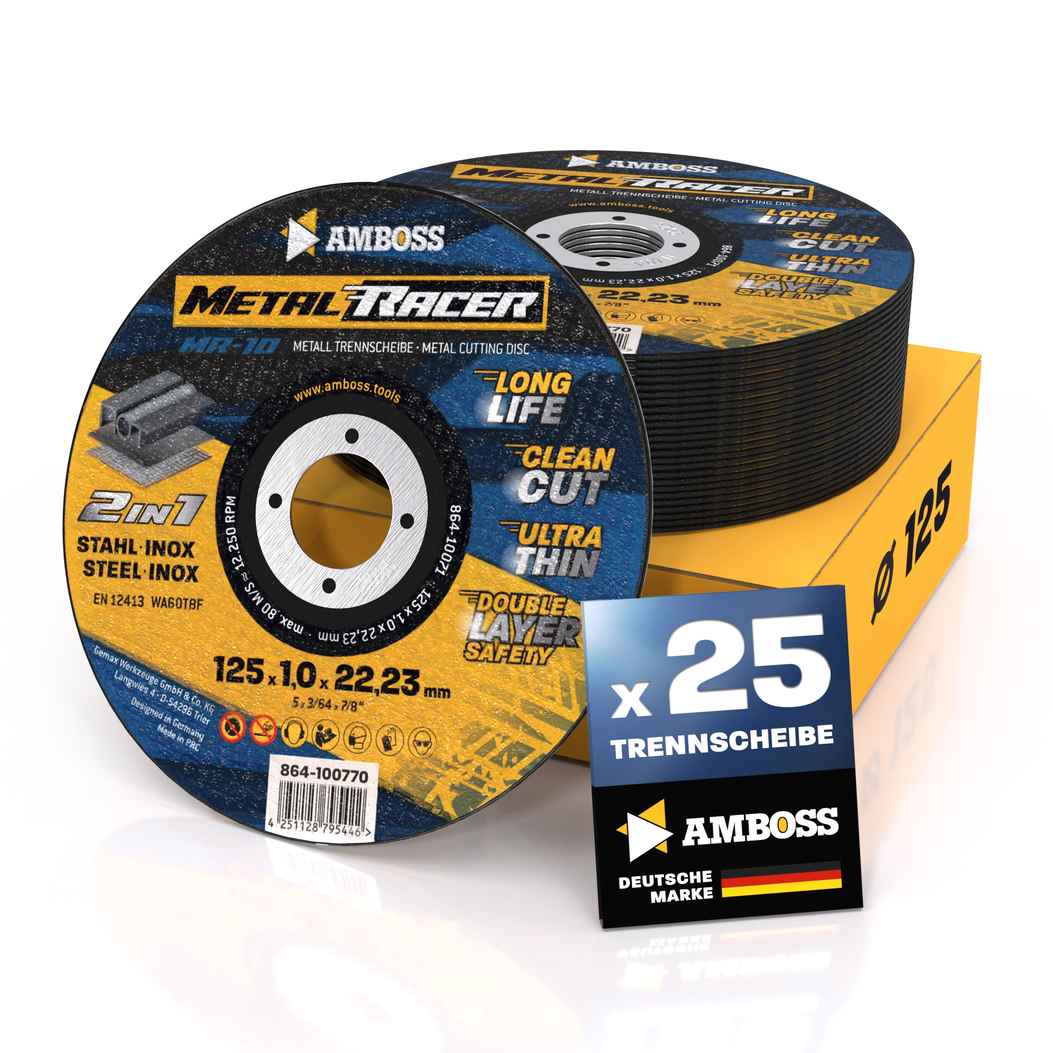 25x Amboss Metal Racer Trennscheibe | Ø125 mm - 1 mm -  22.23 mm | 25x Amboss Metal Racer Trennscheibe | Ø125 mm - 1 mm -  22.23 mm |
