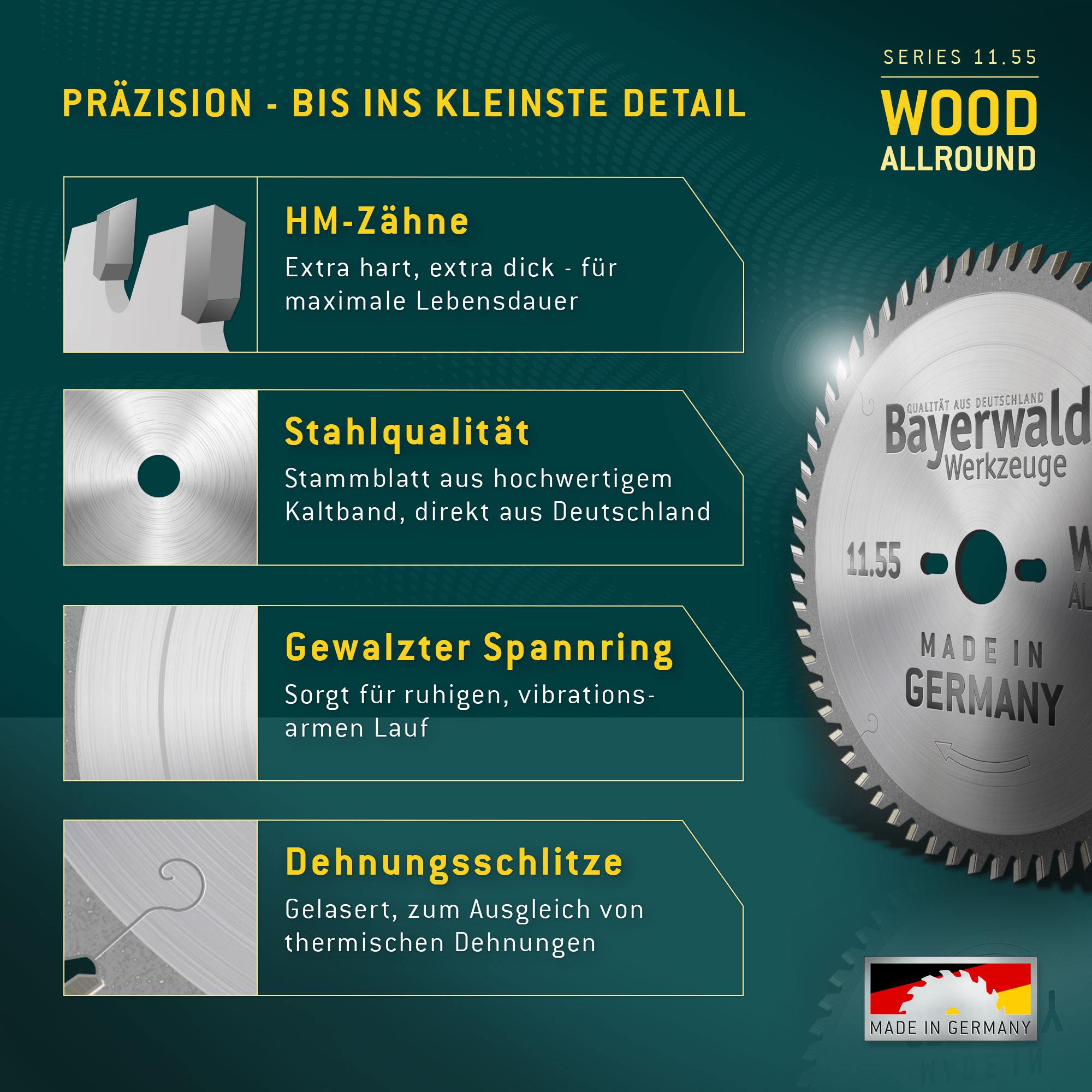 Bayerwald - HM Tischkreissägeblatt Ø 254 mm x 2,8 mm x 30 mm (Für Holz, Spanplatten, Profilleisten etc.) | Kombinebenlöcher für Bosch GTS 10 & PTS 10 (40 Zähne)