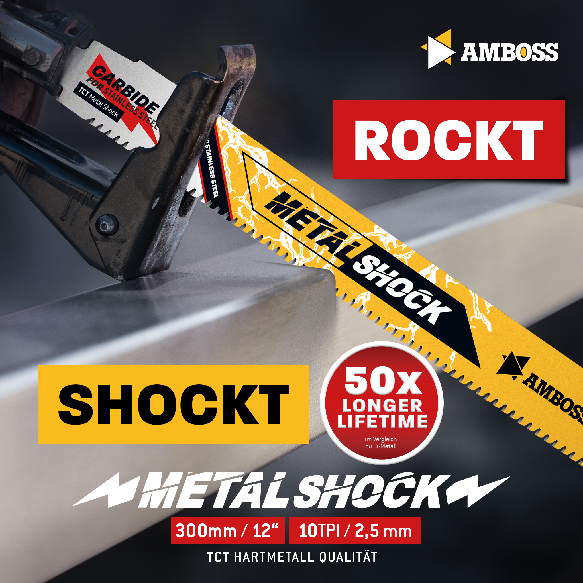 1x Amboss Metal Shock Säbelsägeblatt Länge 300 mm 10 ZpZ 1x Amboss Metal Shock Säbelsägeblatt Länge 300 mm 10 ZpZ