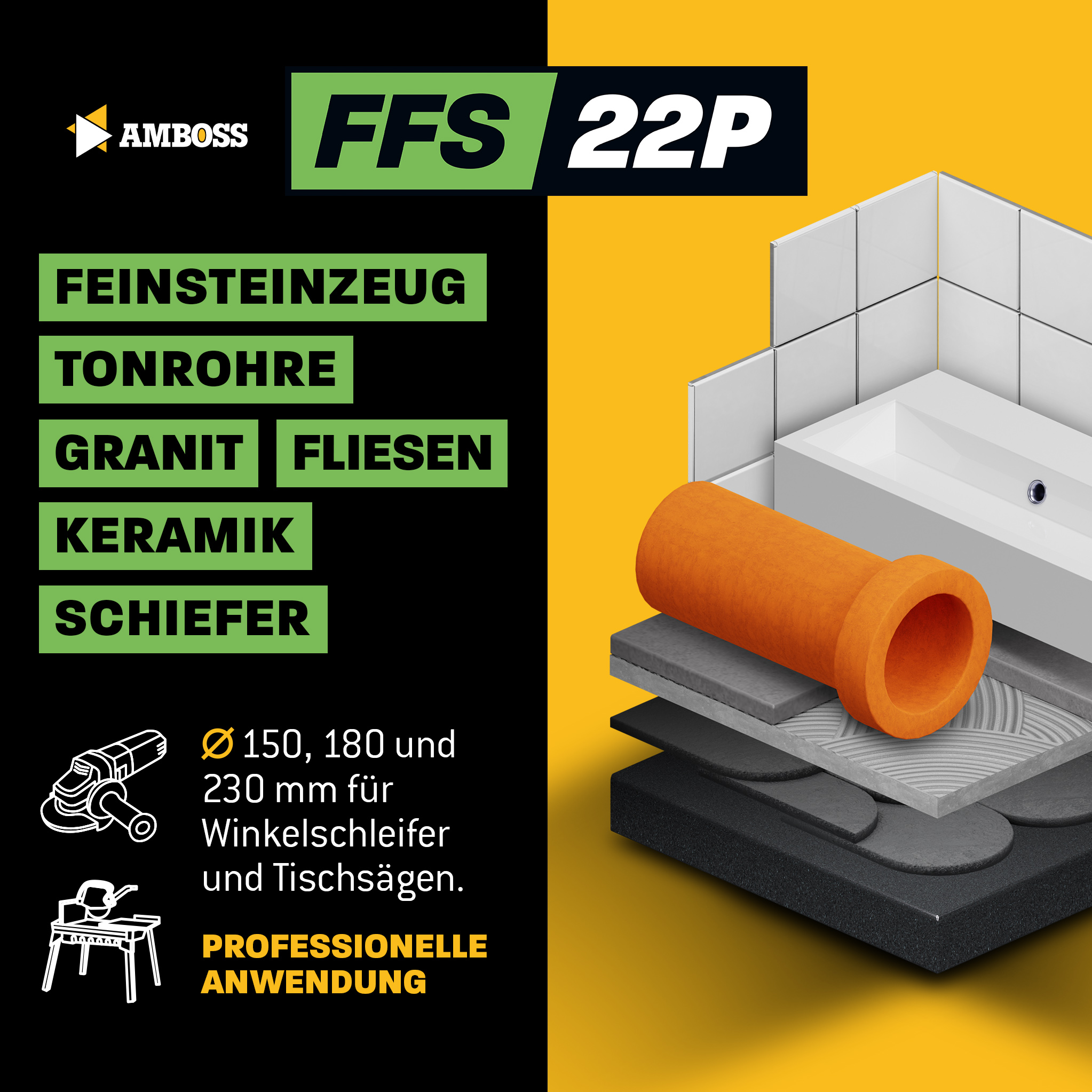 FFS 22P Diamant Trennscheibe 180 x 1.8 x 25.4/22.2 FFS 22P Diamant Trennscheibe 180 x 1.8 x 25.4/22.2