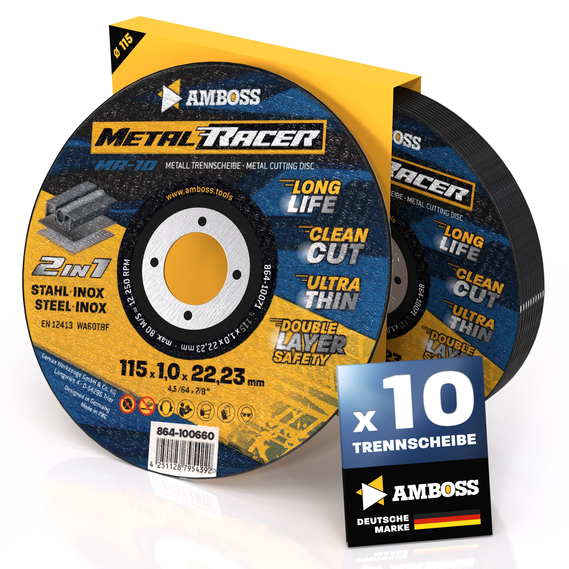 10x Amboss Metal Racer Trennscheibe | Ø115 mm - 1 mm -  22.23 mm | 10x Amboss Metal Racer Trennscheibe | Ø115 mm - 1 mm -  22.23 mm |