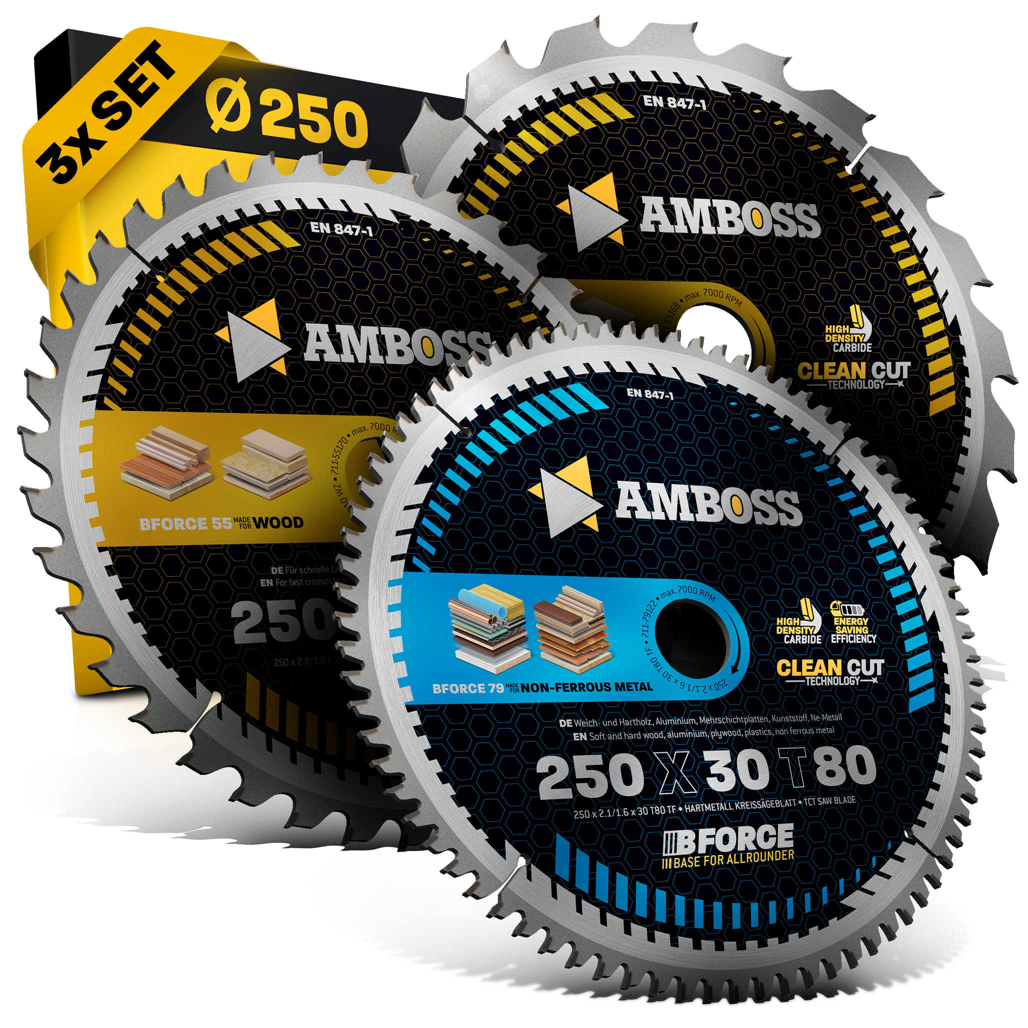 Ø250 Hand- Kreissägeblatt Set passend für Mafell Erika 85 EC, Dewalt DWE 7492 uvm. Ø250 Hand- Kreissägeblatt Set passend für Mafell Erika 85 EC, Dewalt DWE 7492 uvm.