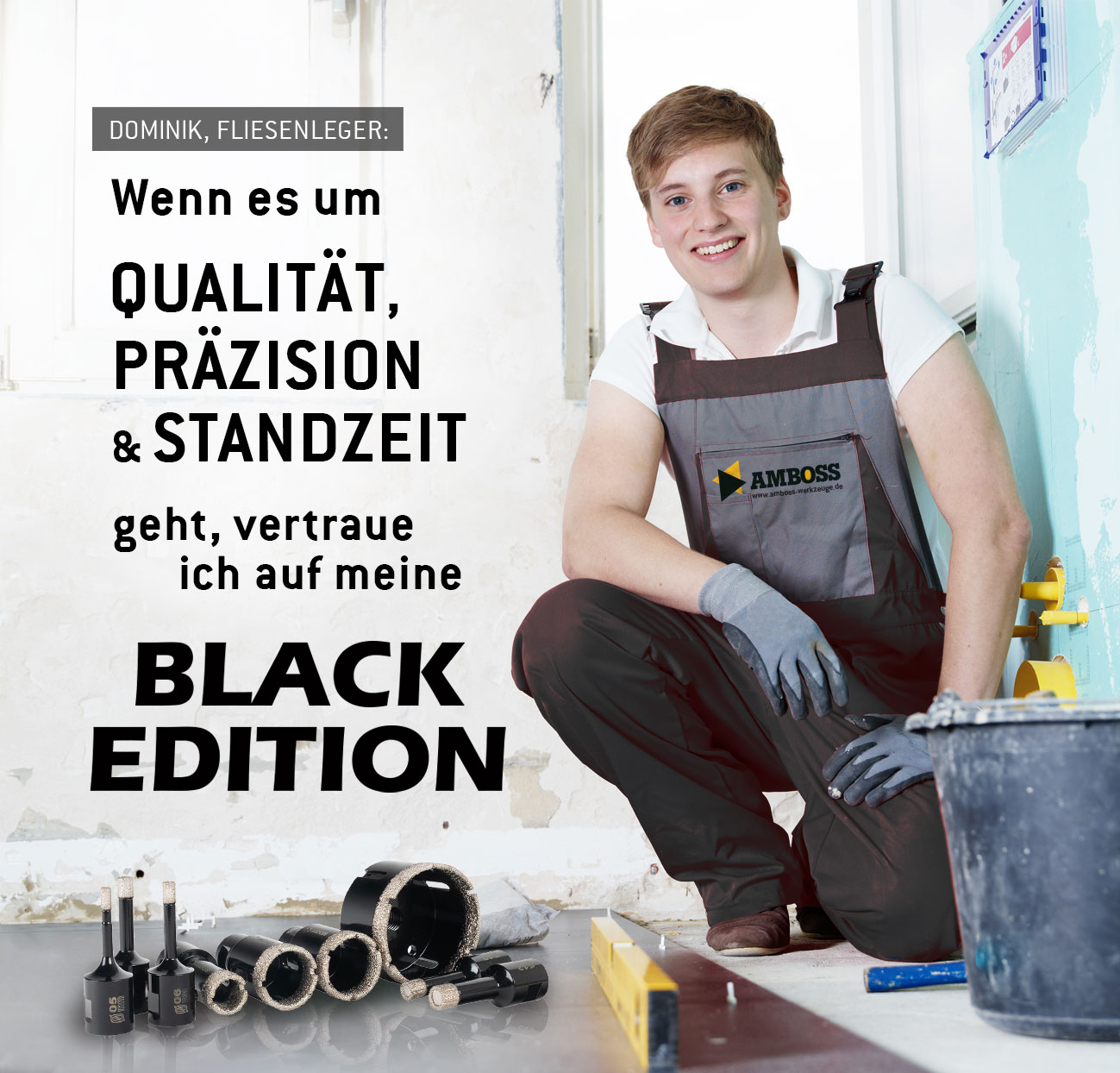 Amboss Diamant Bohrkronen M14 - BLACK EDITION Set 5 / 6 / 8 / 10 / 12 / 20 / 32 / 35 / 68 mm für Winkelschleifer | Feinsteinzeug, harte Fliesen, Granit Amboss Diamant Bohrkronen M14 - BLACK EDITION Set 5 / 6 / 8 / 10 / 12 / 20 / 32 / 35 / 68 mm für Winkelschleifer | Feinsteinzeug, harte Fliesen, Granit