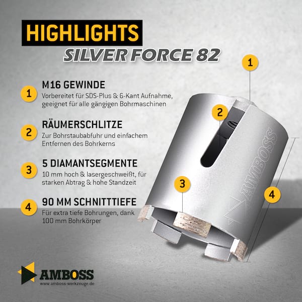 Amboss Dosensenker Ø 82 mm - M16-Aufnahme (Schnitttiefe 90 mm) Amboss Dosensenker Ø 82 mm - M16-Aufnahme (Schnitttiefe 90 mm)