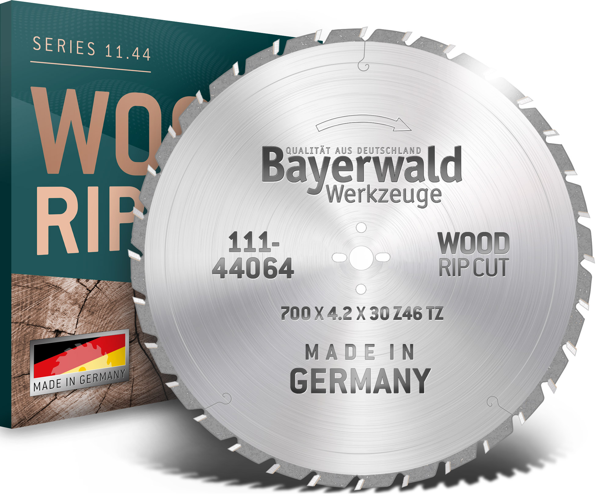 Bayerwald HM Kreissägeblatt - Ø 700 x 4.4 x 30 | Z=46 S-LWZ | Serie 11.44 - Für Holz Längsschnitt (Weichholz, Hartholz, Exotenholz, Furniere) - ULTRA LOW NOISE