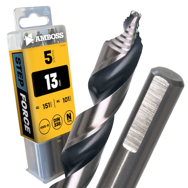 5 x HSS G STEP Force Metallbohrer DIN 338 - Ø:13 mm 5 x HSS G STEP Force Metallbohrer DIN 338 - Ø:13 mm