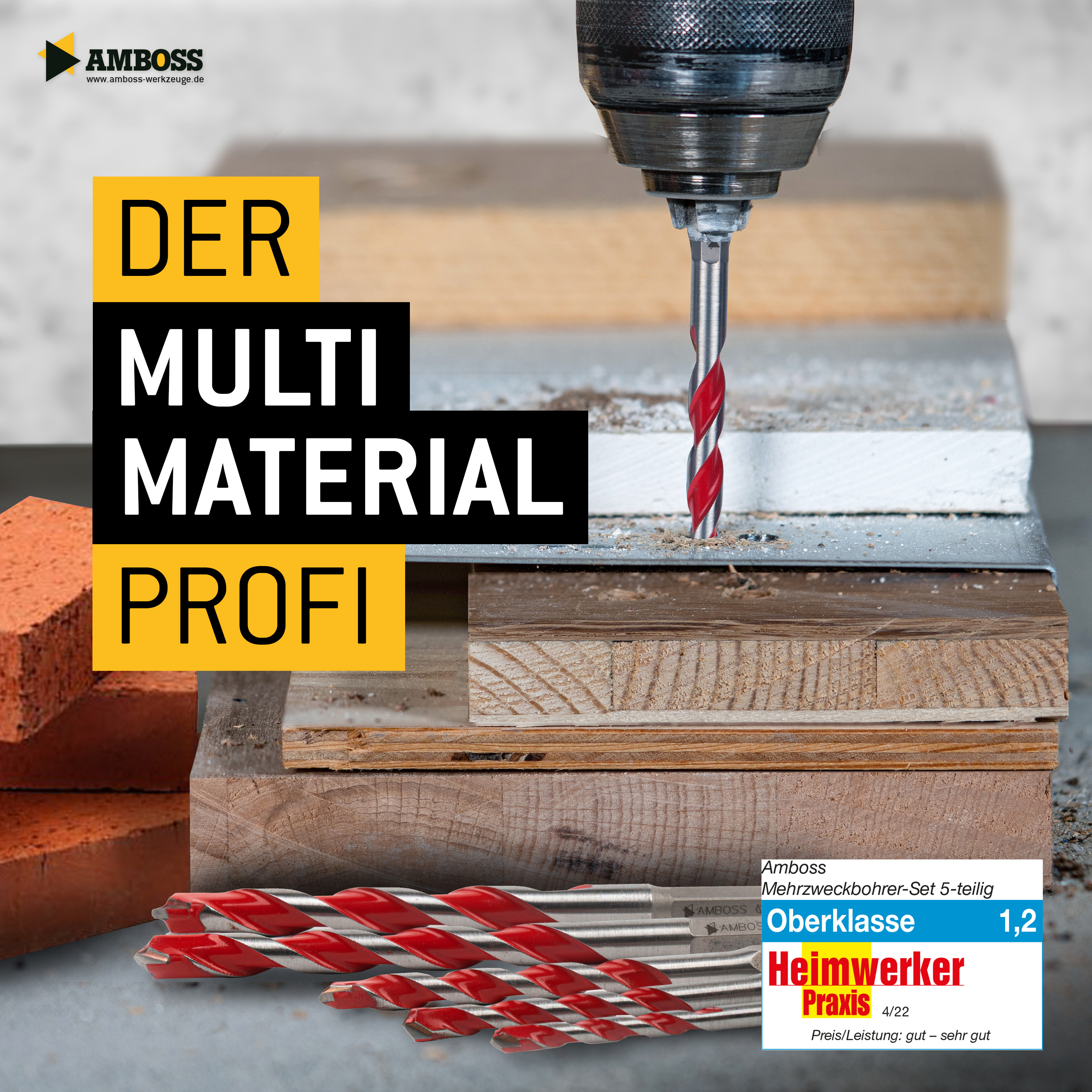 Amboss Mehrzweck Bohrer Set Multifunktionsbohrer Multibohrer 5teilig Ø 4,5,6,8,10 mm | für Holz, Bleche, Gipskarton, (Edel-) Stahl, Mauerwerk uvm. | für Bohrmaschinen/Akkuschrauber Amboss Mehrzweck Bohrer Set Multifunktionsbohrer Multibohrer 5teilig Ø 4,5,6,8,10 mm | für Holz, Bleche, Gipskarton, (Edel-) Stahl, Mauerwerk uvm. | für Bohrmaschinen/Akkuschrauber