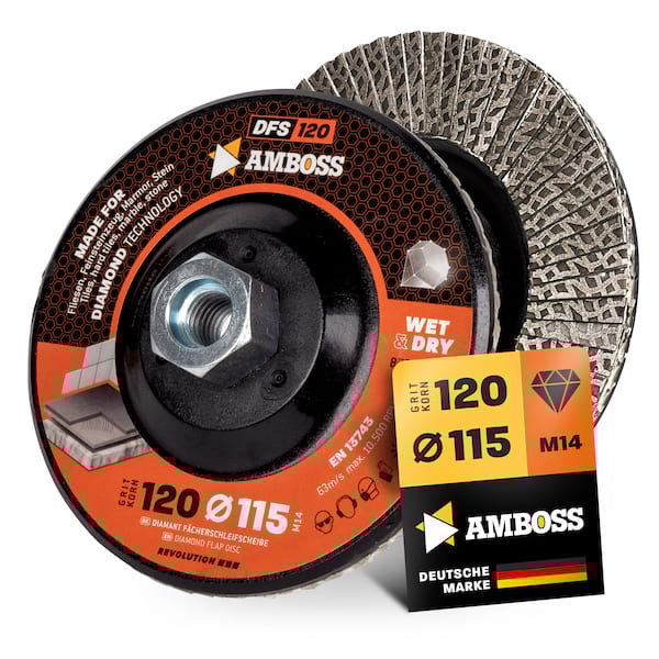 Amboss Diamant Fächerschleifscheibe 115mm K120 M14 Amboss Diamant Fächerschleifscheibe 115mm K120 M14