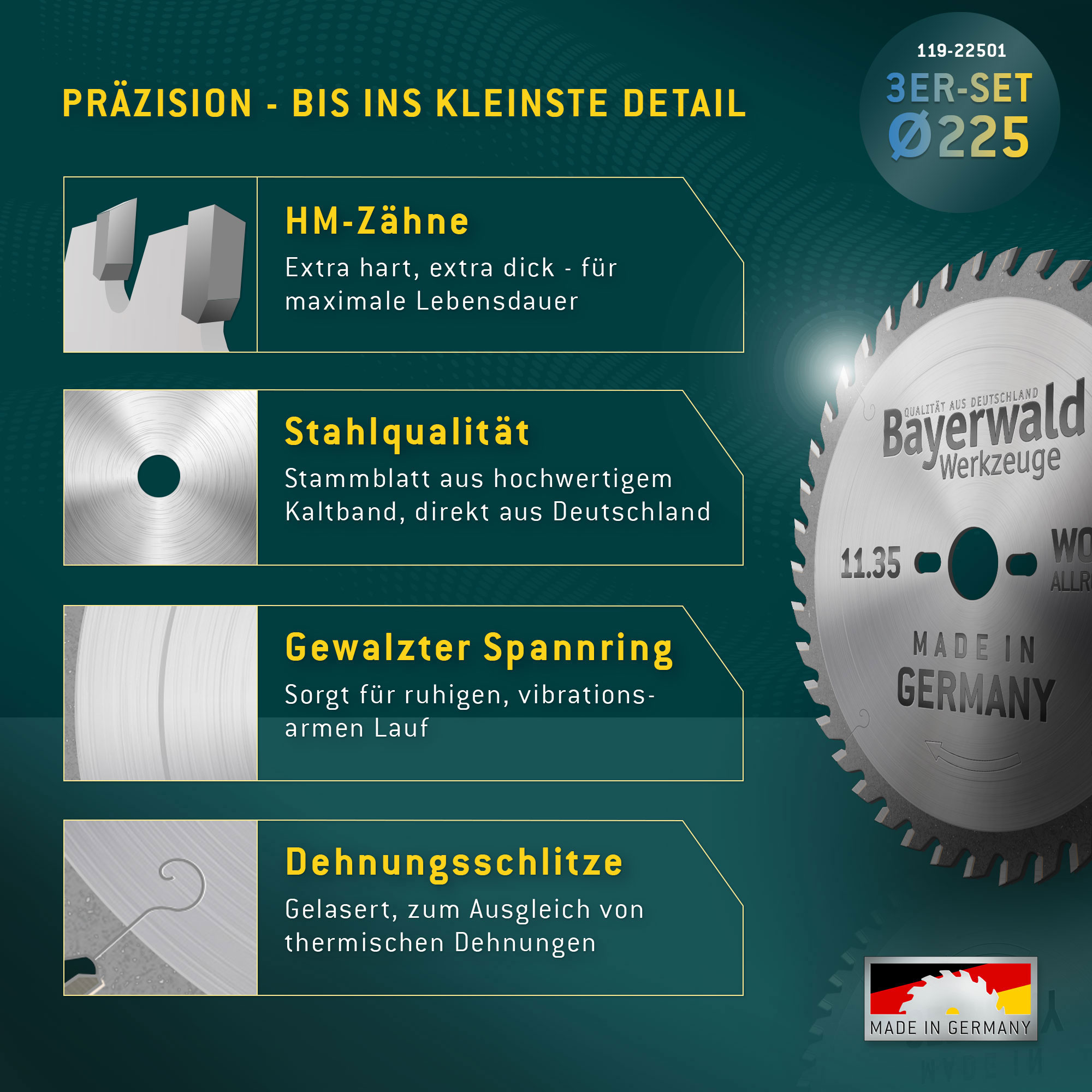 NE-METALL & HOLZ Ø225 Hand-Kreissägeblatt Set NE-METALL & HOLZ Ø225 Hand-Kreissägeblatt Set