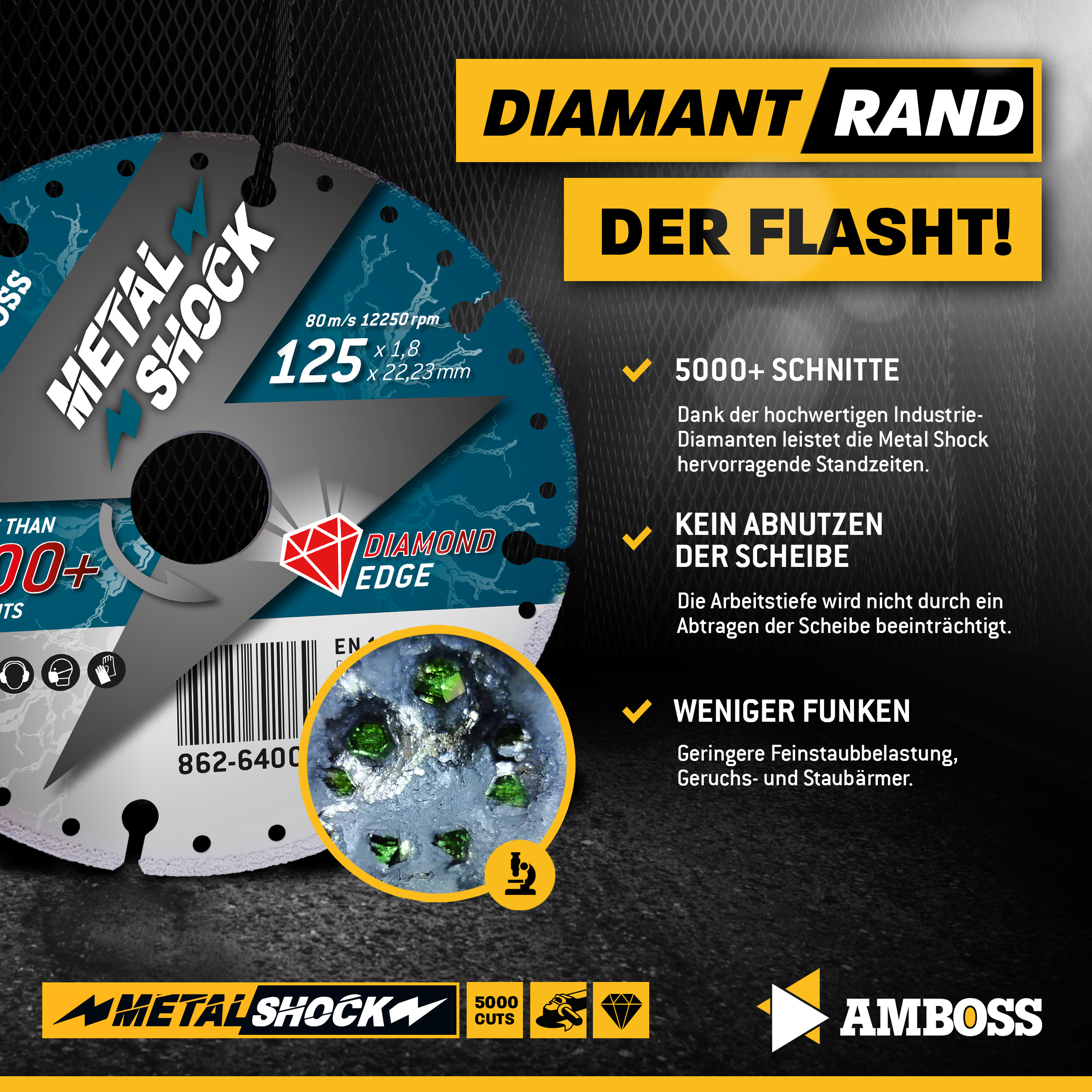 Amboss Metal Shock 5000+ - Diamant Trennscheibe 125 x 1,8 x 22,23 mm Amboss Metal Shock 5000+ - Diamant Trennscheibe 125 x 1,8 x 22,23 mm