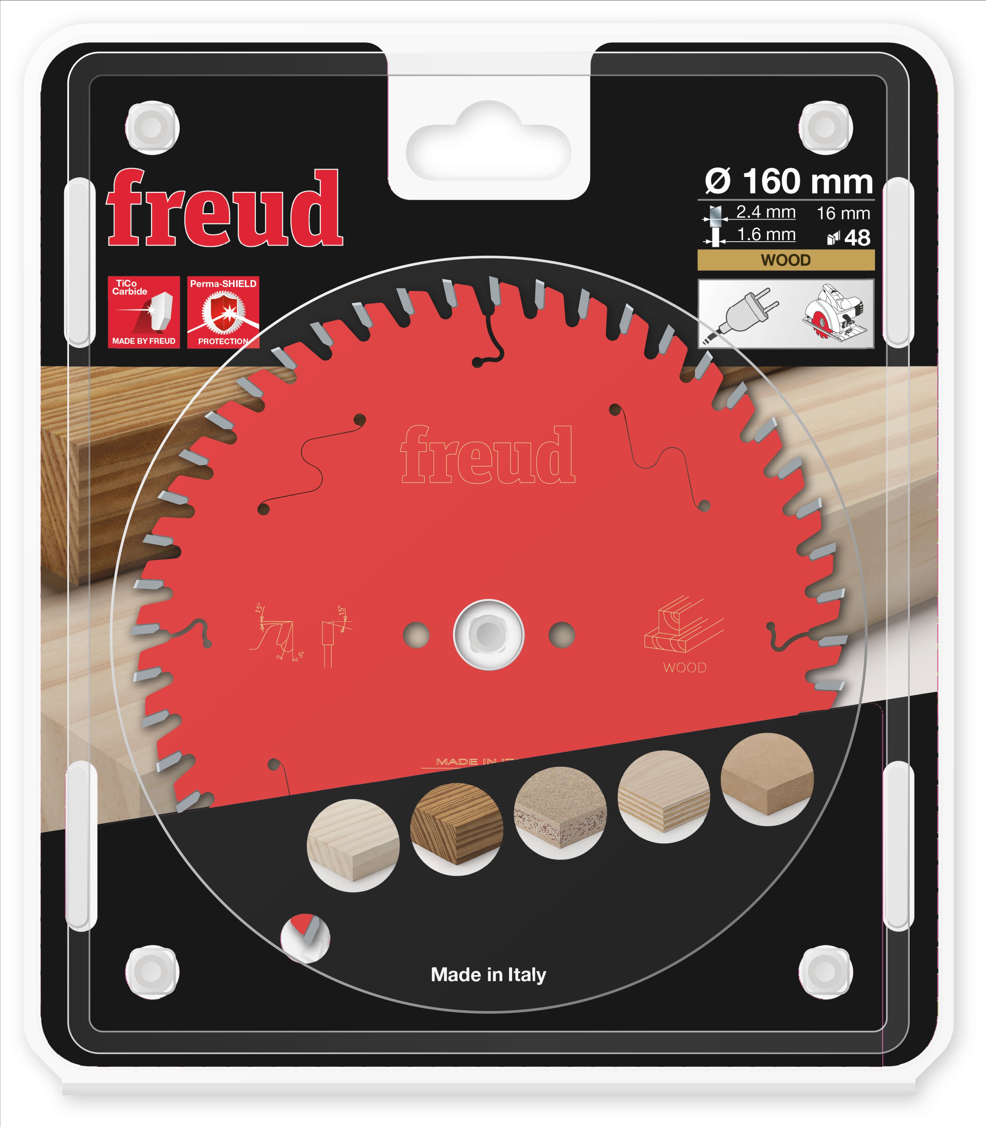 Freud HM Kreissägeblatt für Handkreissägen - 160 x 2.4/1.6 x 16 Z48 WZ