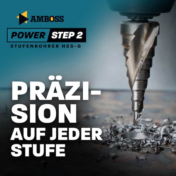 Stufenbohrer Ø 4-32 mm / 15 Stufen Konusbohrer / 10 mm Schaft / Profi Metallbohrer Kegelbohrer HSS / Amboss PowerStep 2 / Lochbohrer geeignet für Metall, Holz, Kunststoff Stufenbohrer Ø 4-32 mm / 15 Stufen Konusbohrer / 10 mm Schaft / Profi Metallbohrer Kegelbohrer HSS / Amboss PowerStep 2 / Lochbohrer geeignet für Metall, Holz, Kunststoff