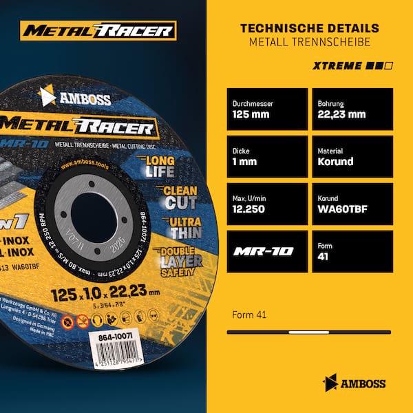 100x Amboss Metal Racer Trennscheibe | Ø125 mm - 1 mm -  22.23 mm | 100x Amboss Metal Racer Trennscheibe | Ø125 mm - 1 mm -  22.23 mm |