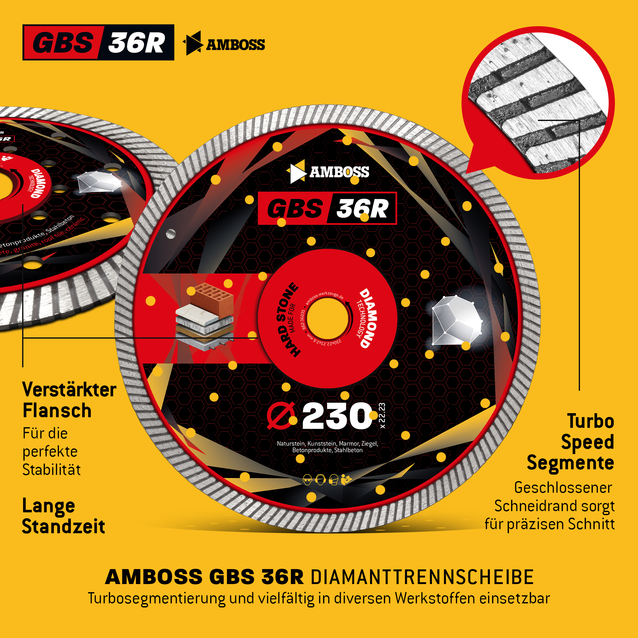 Amboss GBS 36R Diamant Trennscheibe - 230 x 2.6 x 22.2 Amboss GBS 36R Diamant Trennscheibe - 230 x 2.6 x 22.2