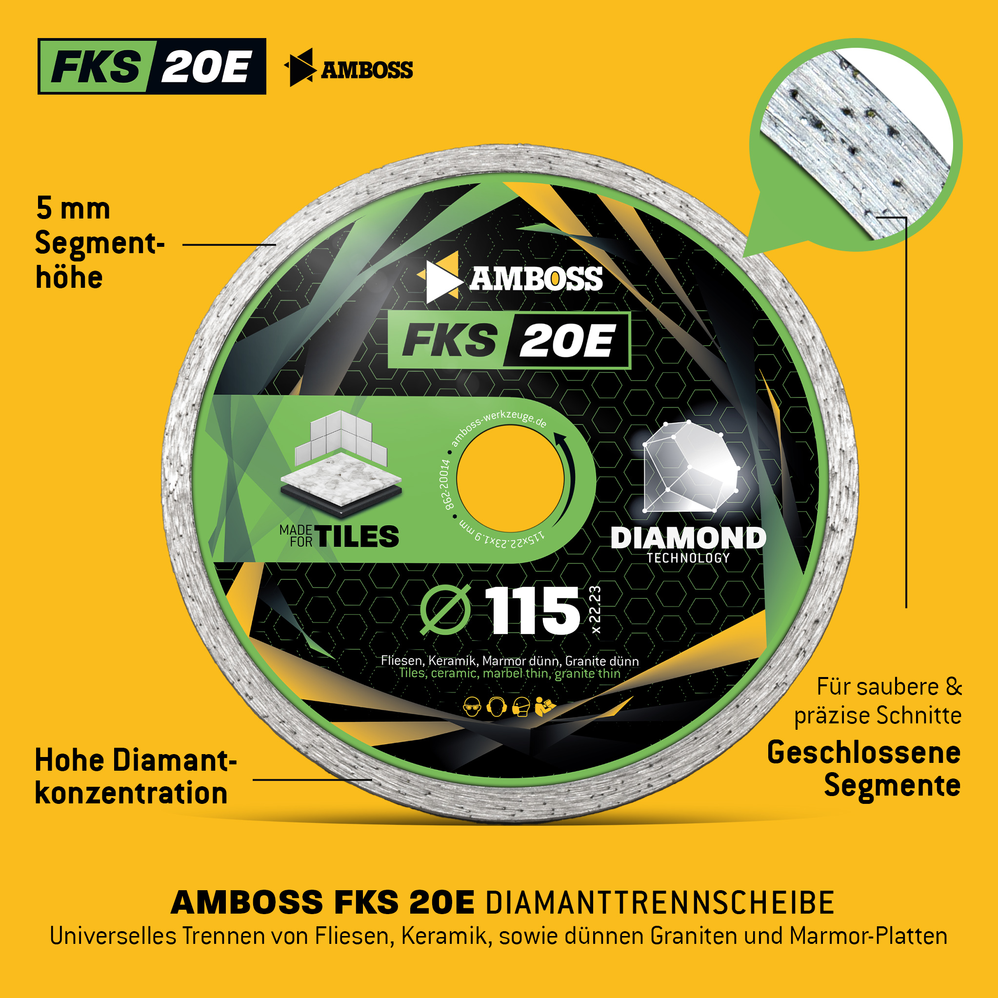 Amboss FKS 20E Diamant Trennscheibe 115mm x 1.9 x 22.2 Amboss FKS 20E Diamant Trennscheibe 115mm x 1.9 x 22.2