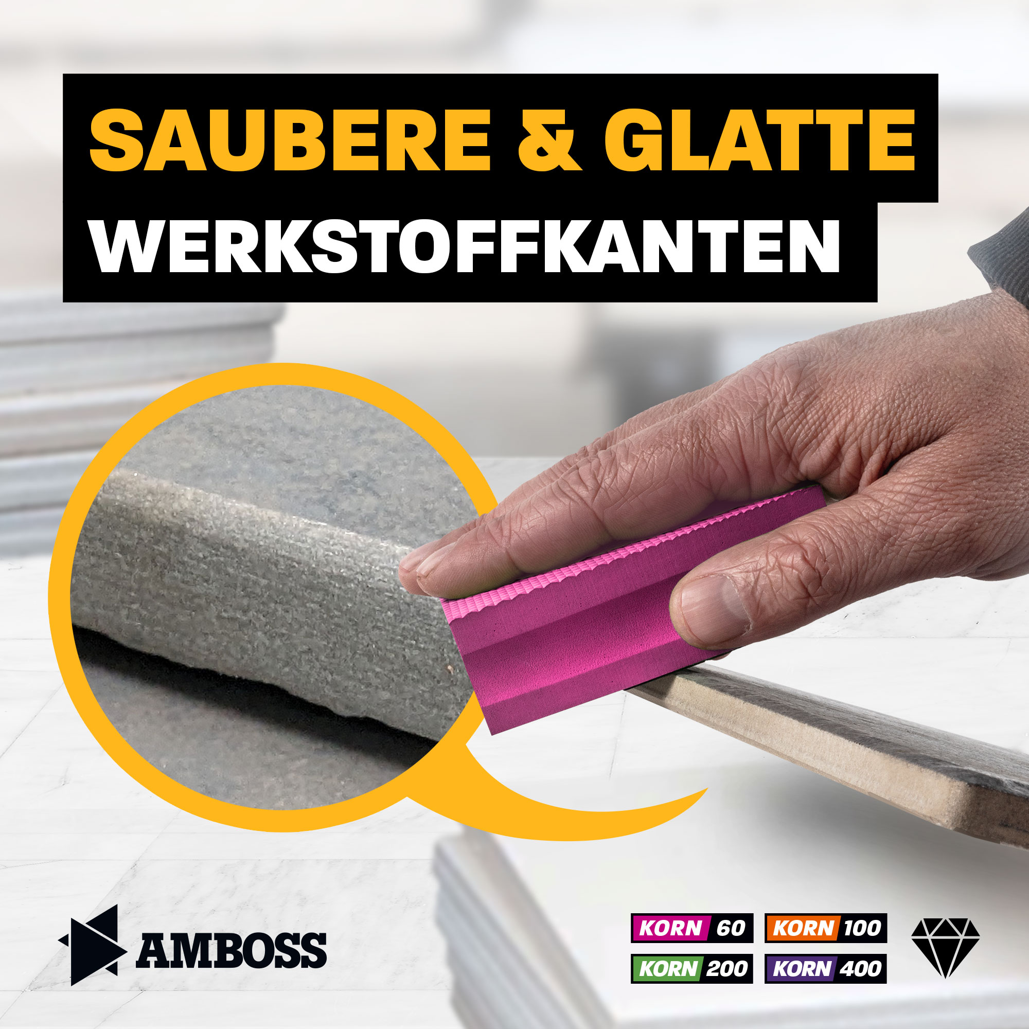 Amboss Diamant Schleifpad Set Korn 60-400 Amboss Diamant Schleifpad Set Korn 60-400