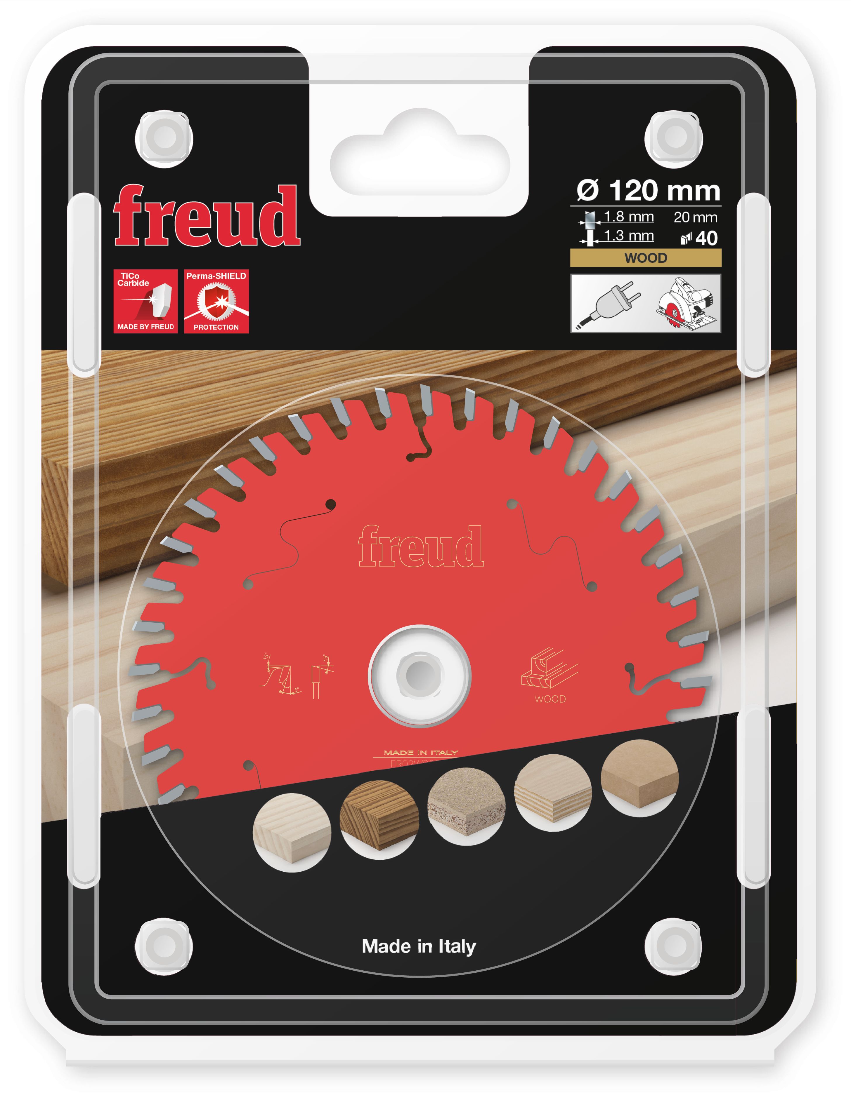 Freud HM Kreissägeblatt für Handkreissägen - 120 x 1.8/1.3 x 20 Z40 WZ Freud HM Kreissägeblatt für Handkreissägen - 120 x 1.8/1.3 x 20 Z40 WZ