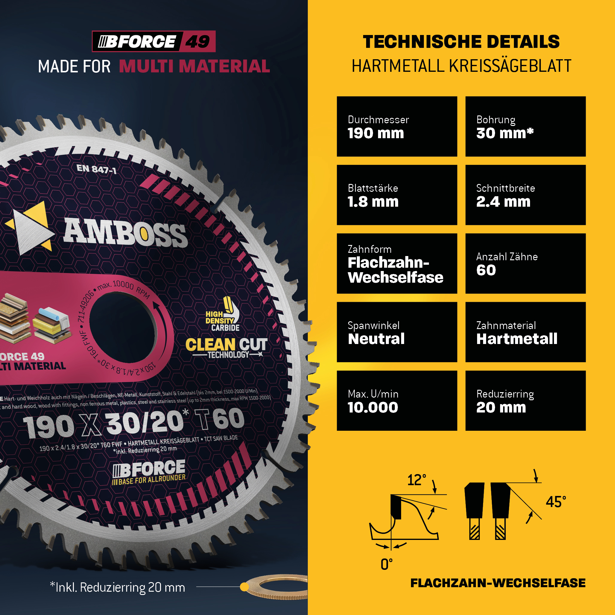 HM Kreissägeblatt - 190 x 2.4/1.8 x 30 Z60 FWF