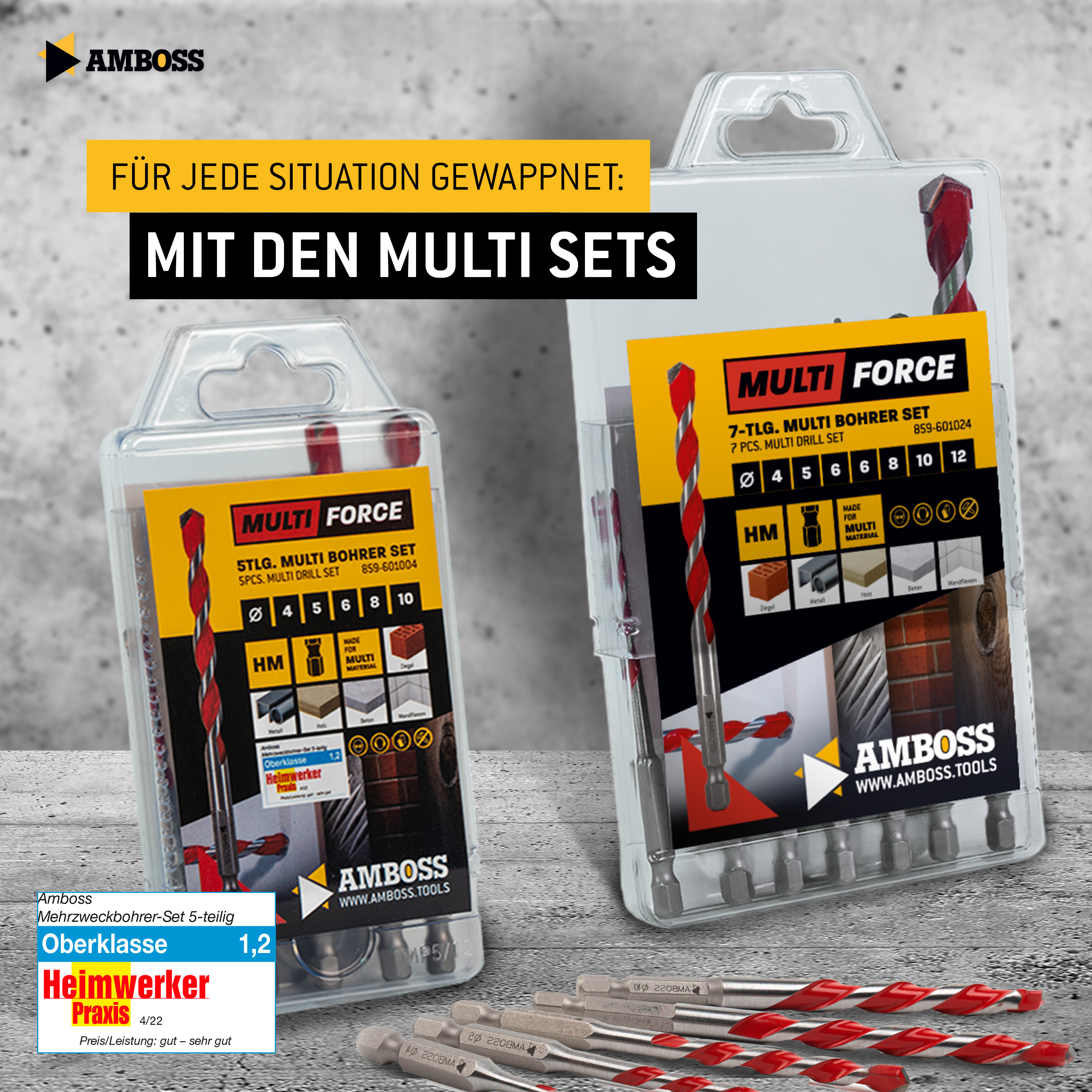 Amboss Mehrzweck Bohrer Set Multifunktionsbohrer Multibohrer 5teilig Ø 4,5,6,8,10 mm | für Holz, Bleche, Gipskarton, (Edel-) Stahl, Mauerwerk uvm. | für Bohrmaschinen/Akkuschrauber Amboss Mehrzweck Bohrer Set Multifunktionsbohrer Multibohrer 5teilig Ø 4,5,6,8,10 mm | für Holz, Bleche, Gipskarton, (Edel-) Stahl, Mauerwerk uvm. | für Bohrmaschinen/Akkuschrauber