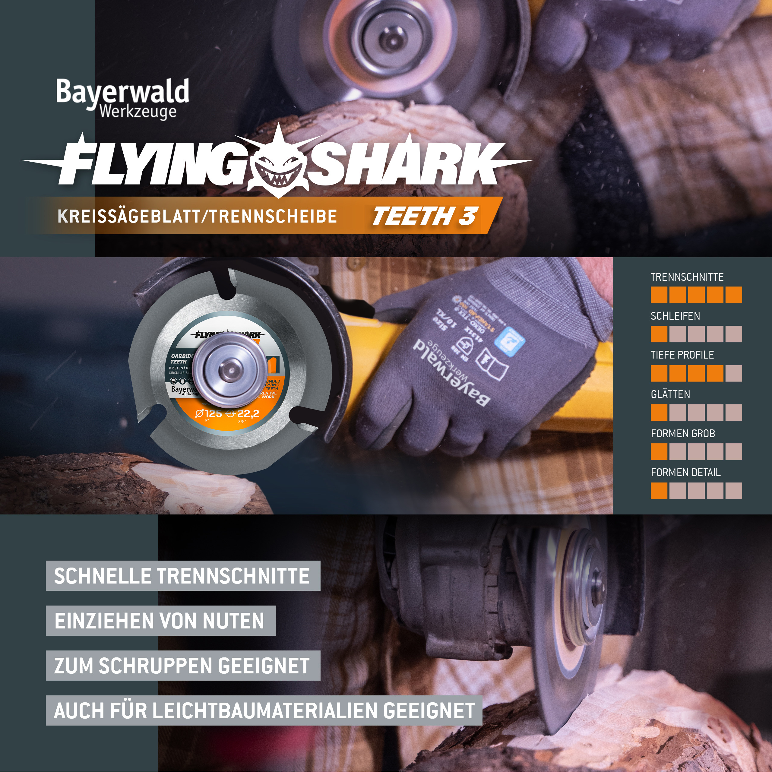 Bayerwald Flying Shark - Hartmetall Frässcheibe - Ø 115 x 22,23 mm Z3 Bayerwald Flying Shark - Hartmetall Frässcheibe - Ø 115 x 22,23 mm Z3