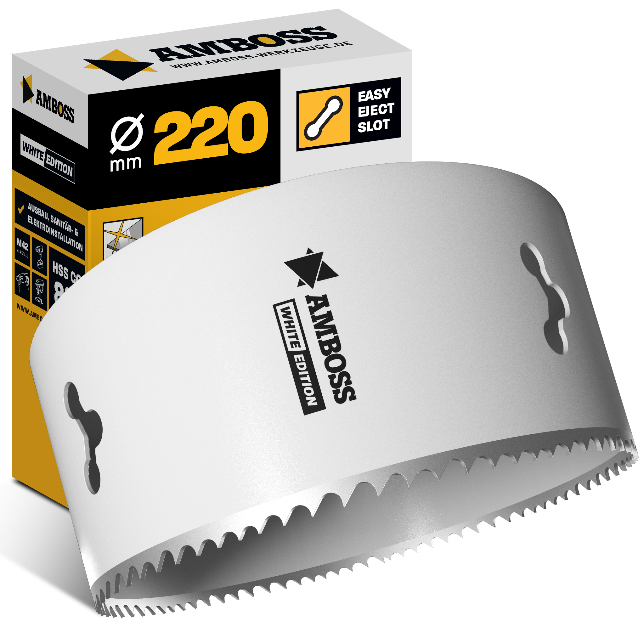 HSS M42 Amboss Lochsäge Ø 220 mm (ohne Aufnahme) HSS M42 Amboss Lochsäge Ø 220 mm (ohne Aufnahme)