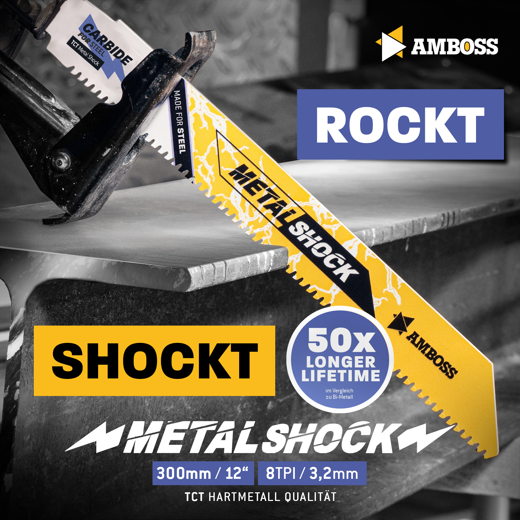 1x Amboss Metal Shock Säbelsägeblatt Länge 300 mm 8 ZpZ 1x Amboss Metal Shock Säbelsägeblatt Länge 300 mm 8 ZpZ